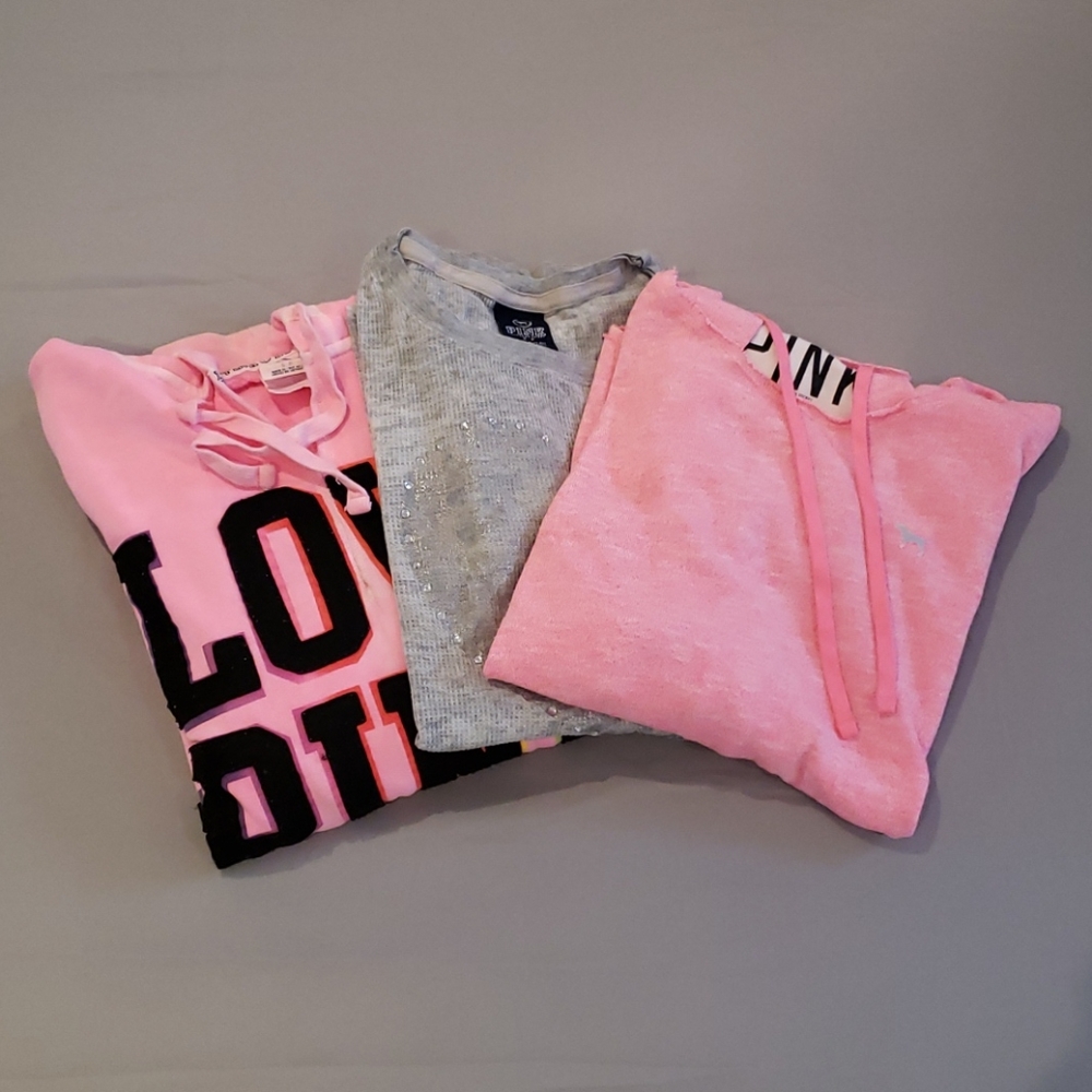Lot of 3 PINK Womens long sleeve tees